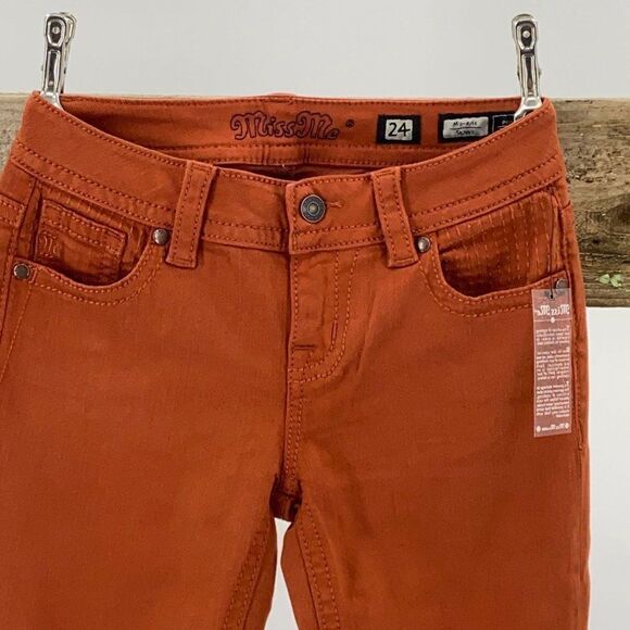 $100 Miss Me Autumn Orange skinny Jeans - Picture 8 of 12